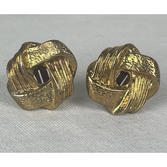 Unbranded Jewelry - Vintage Gold Tone Twisted Knot Chunky Clip Earrings Textured Ribbed 80s 90s